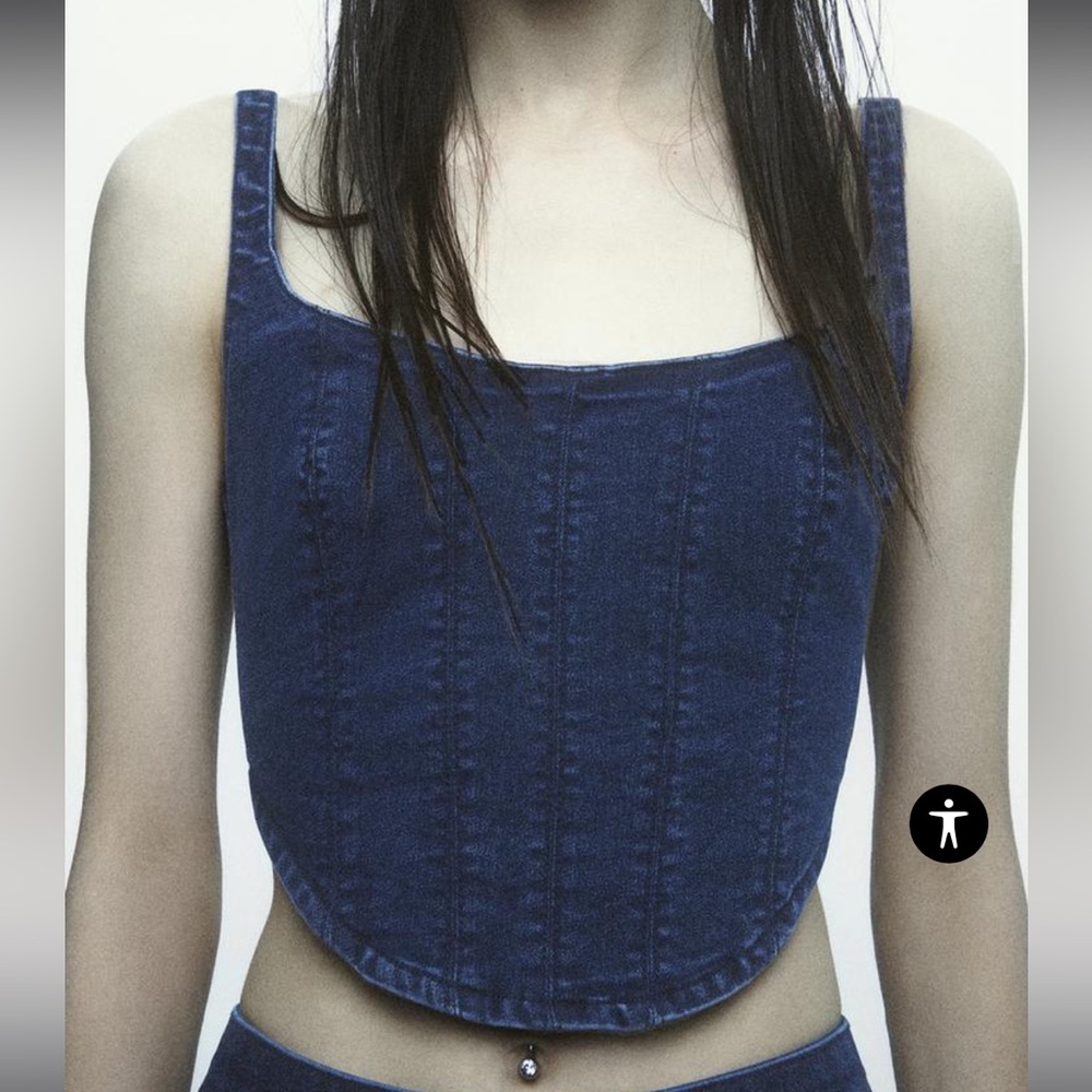 Denim Zara Crop Top - Size S